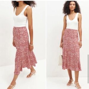 Reformation Red Floral Skirt